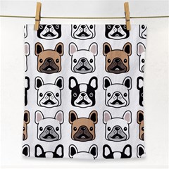 Dog French Bulldog Seamless Pattern Face Head Face Towel by Pakemis