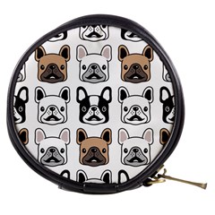 Dog French Bulldog Seamless Pattern Face Head Mini Makeup Bag by Pakemis