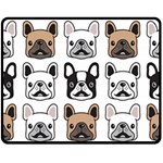 Dog French Bulldog Seamless Pattern Face Head Fleece Blanket (Medium) 60 x50  Blanket Front