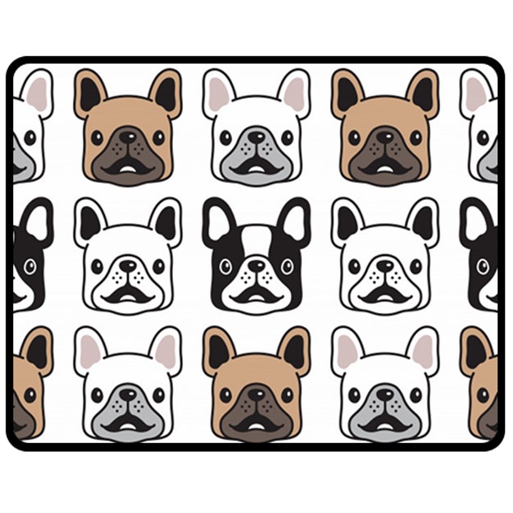 Dog French Bulldog Seamless Pattern Face Head Fleece Blanket (Medium)