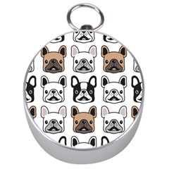 Dog French Bulldog Seamless Pattern Face Head Silver Compasses by Pakemis