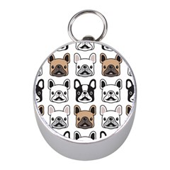 Dog French Bulldog Seamless Pattern Face Head Mini Silver Compasses by Pakemis