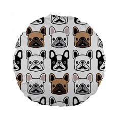 Dog French Bulldog Seamless Pattern Face Head Standard 15  Premium Flano Round Cushions by Pakemis