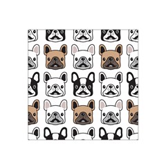 Dog French Bulldog Seamless Pattern Face Head Satin Bandana Scarf 22  X 22  by Pakemis