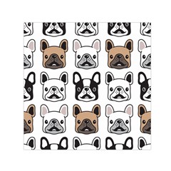 Dog French Bulldog Seamless Pattern Face Head Square Satin Scarf (30  X 30 ) by Pakemis