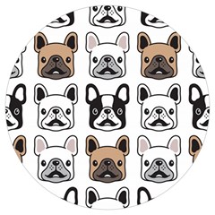 Dog French Bulldog Seamless Pattern Face Head Round Trivet by Pakemis