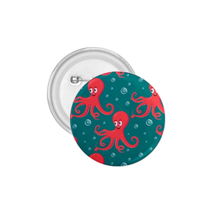 Cute Smiling Red Octopus Swimming Underwater 1.75  Buttons