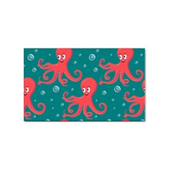 Cute Smiling Red Octopus Swimming Underwater Sticker Rectangular (10 Pack) by Pakemis