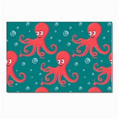 Cute Smiling Red Octopus Swimming Underwater Postcard 4 x 6  (pkg Of 10) by Pakemis