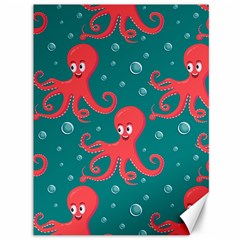 Cute Smiling Red Octopus Swimming Underwater Canvas 36  X 48  by Pakemis