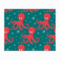 Cute Smiling Red Octopus Swimming Underwater Small Glasses Cloth (2 Sides) by Pakemis