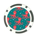 Cute Smiling Red Octopus Swimming Underwater Poker Chip Card Guard (10 pack) Back