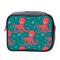 Cute Smiling Red Octopus Swimming Underwater Mini Toiletries Bag (two Sides)