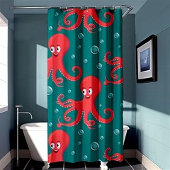 Cute Smiling Red Octopus Swimming Underwater Shower Curtain 36  X 72  (stall)  by Pakemis