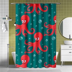 Cute Smiling Red Octopus Swimming Underwater Shower Curtain 48  X 72  (small)  by Pakemis