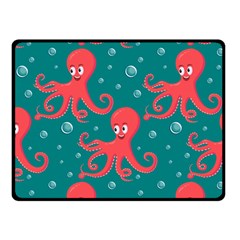 Cute Smiling Red Octopus Swimming Underwater Double Sided Fleece Blanket (small) by Pakemis