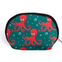 Cute Smiling Red Octopus Swimming Underwater Accessory Pouch (medium) by Pakemis