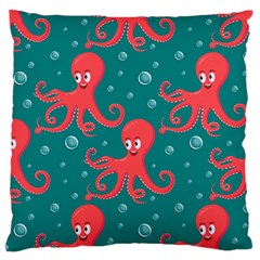 Cute Smiling Red Octopus Swimming Underwater Standard Flano Cushion Case (two Sides) by Pakemis