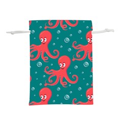 Cute Smiling Red Octopus Swimming Underwater Lightweight Drawstring Pouch (l) by Pakemis