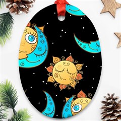 Seamless Pattern With Sun Moon Children Ornament (oval) by Pakemis