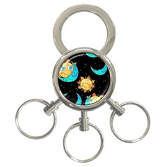 Seamless Pattern With Sun Moon Children 3-ring Key Chain by Pakemis