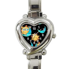 Seamless Pattern With Sun Moon Children Heart Italian Charm Watch by Pakemis