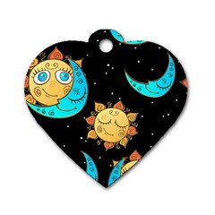 Seamless Pattern With Sun Moon Children Dog Tag Heart (two Sides)