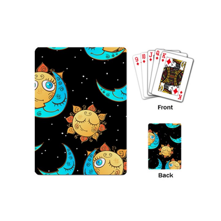 Seamless Pattern With Sun Moon Children Playing Cards Single Design (Mini)