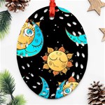 Seamless Pattern With Sun Moon Children Oval Filigree Ornament (Two Sides) Front