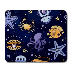 Marine Seamless Pattern Thin Line Memphis Style Large Mousepad