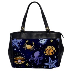 Marine Seamless Pattern Thin Line Memphis Style Oversize Office Handbag