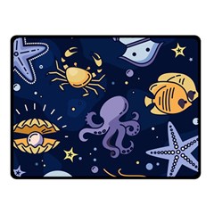 Marine Seamless Pattern Thin Line Memphis Style Fleece Blanket (small)