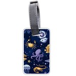 Marine Seamless Pattern Thin Line Memphis Style Luggage Tag (one side) Front