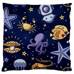 Marine Seamless Pattern Thin Line Memphis Style Large Cushion Case (one Side)