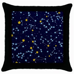 Seamless Pattern With Cartoon Zodiac Constellations Starry Sky Throw Pillow Case (black) by Pakemis