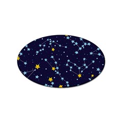 Seamless Pattern With Cartoon Zodiac Constellations Starry Sky Sticker (oval)