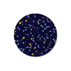 Seamless Pattern With Cartoon Zodiac Constellations Starry Sky Magnet 3  (round) by Pakemis