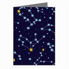 Seamless Pattern With Cartoon Zodiac Constellations Starry Sky Greeting Cards (pkg Of 8) by Pakemis