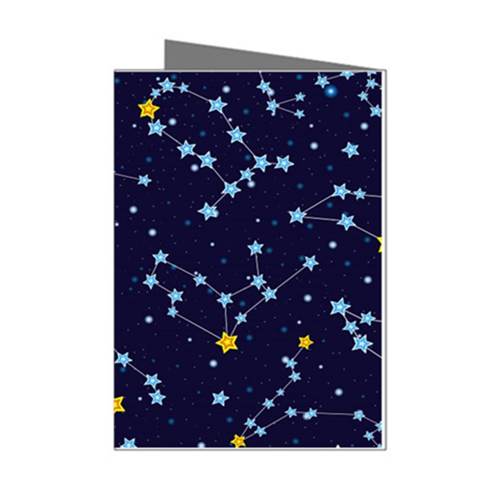 Seamless Pattern With Cartoon Zodiac Constellations Starry Sky Mini Greeting Cards (Pkg of 8)