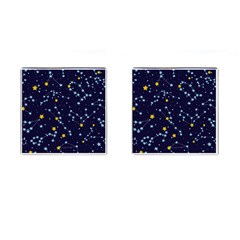 Seamless Pattern With Cartoon Zodiac Constellations Starry Sky Cufflinks (square) by Pakemis