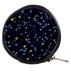 Seamless Pattern With Cartoon Zodiac Constellations Starry Sky Mini Makeup Bag