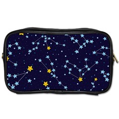 Seamless Pattern With Cartoon Zodiac Constellations Starry Sky Toiletries Bag (two Sides)