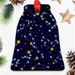 Seamless Pattern With Cartoon Zodiac Constellations Starry Sky Bell Ornament (Two Sides) Back