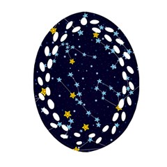 Seamless Pattern With Cartoon Zodiac Constellations Starry Sky Ornament (oval Filigree) by Pakemis