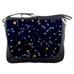 Seamless Pattern With Cartoon Zodiac Constellations Starry Sky Messenger Bag by Pakemis