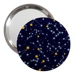 Seamless Pattern With Cartoon Zodiac Constellations Starry Sky 3  Handbag Mirrors