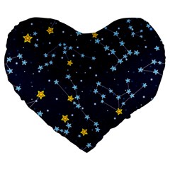 Seamless Pattern With Cartoon Zodiac Constellations Starry Sky Large 19  Premium Heart Shape Cushions by Pakemis