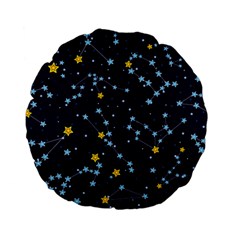 Seamless Pattern With Cartoon Zodiac Constellations Starry Sky Standard 15  Premium Flano Round Cushions by Pakemis