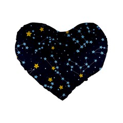 Seamless Pattern With Cartoon Zodiac Constellations Starry Sky Standard 16  Premium Flano Heart Shape Cushions