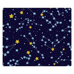 Seamless Pattern With Cartoon Zodiac Constellations Starry Sky Double Sided Flano Blanket (small)